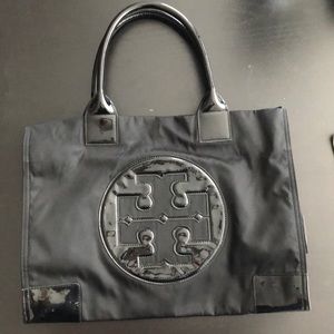 Tory Burch black large Ella canvas tote